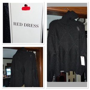 Red dress black turtleneck sweater